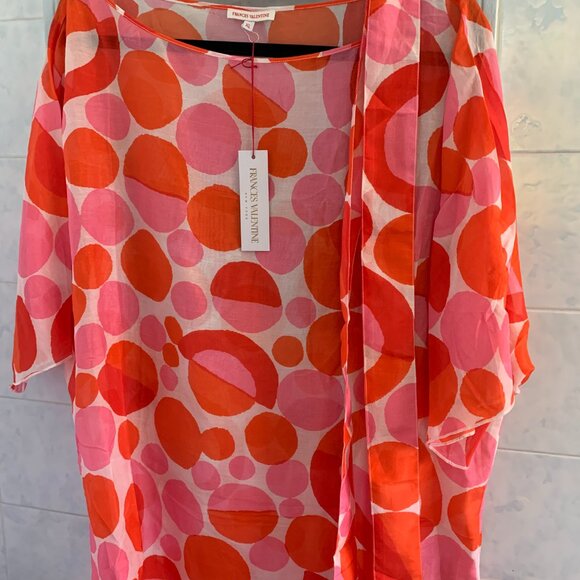 NWT  FRANCES VALENTINE MARGEUERITE XL MAXI PROSECCO PRINT SWIM COVERUP CAFTAN - Picture 6 of 9